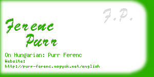 ferenc purr business card